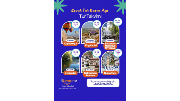 Kasım Ayı Günübirlik Tur Programı